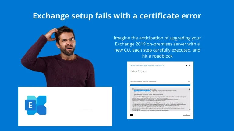 Exchange setup fails with a certificate error